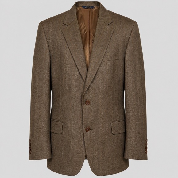 Brooks Brothers Other - Brooks Brothers Saxon Sport Coat Men 43R Brown Herringbone Striped 2-Button USA
